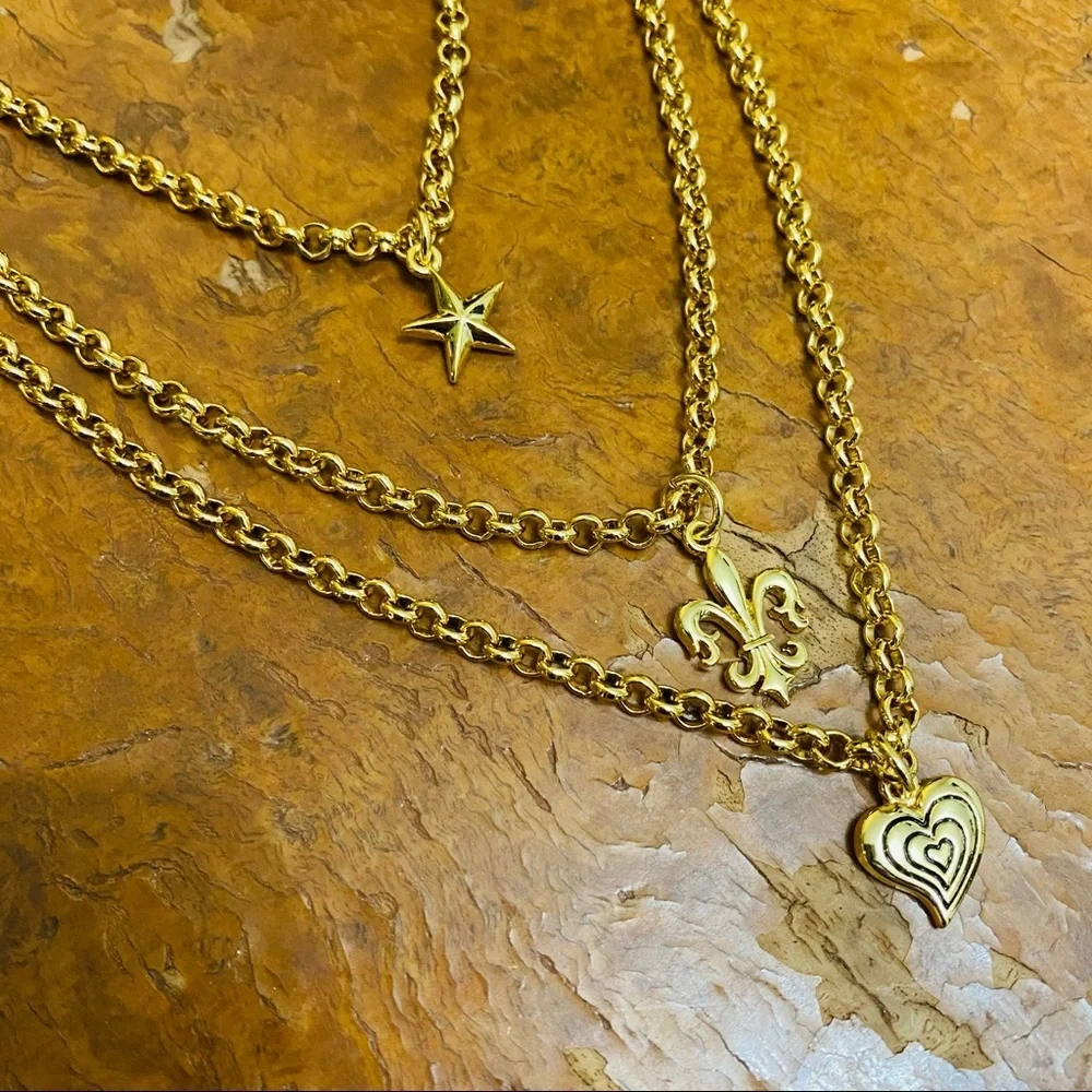 Beautiful three strand petite charm necklace